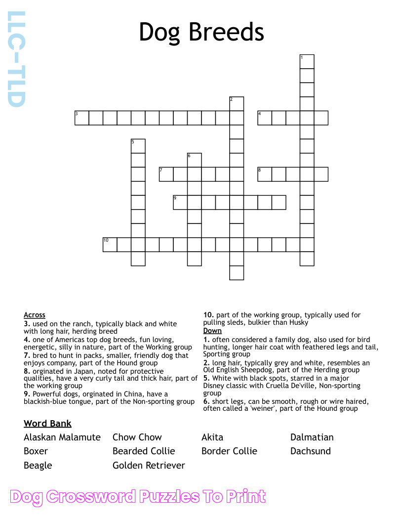 Dog Crossword Puzzles To Print