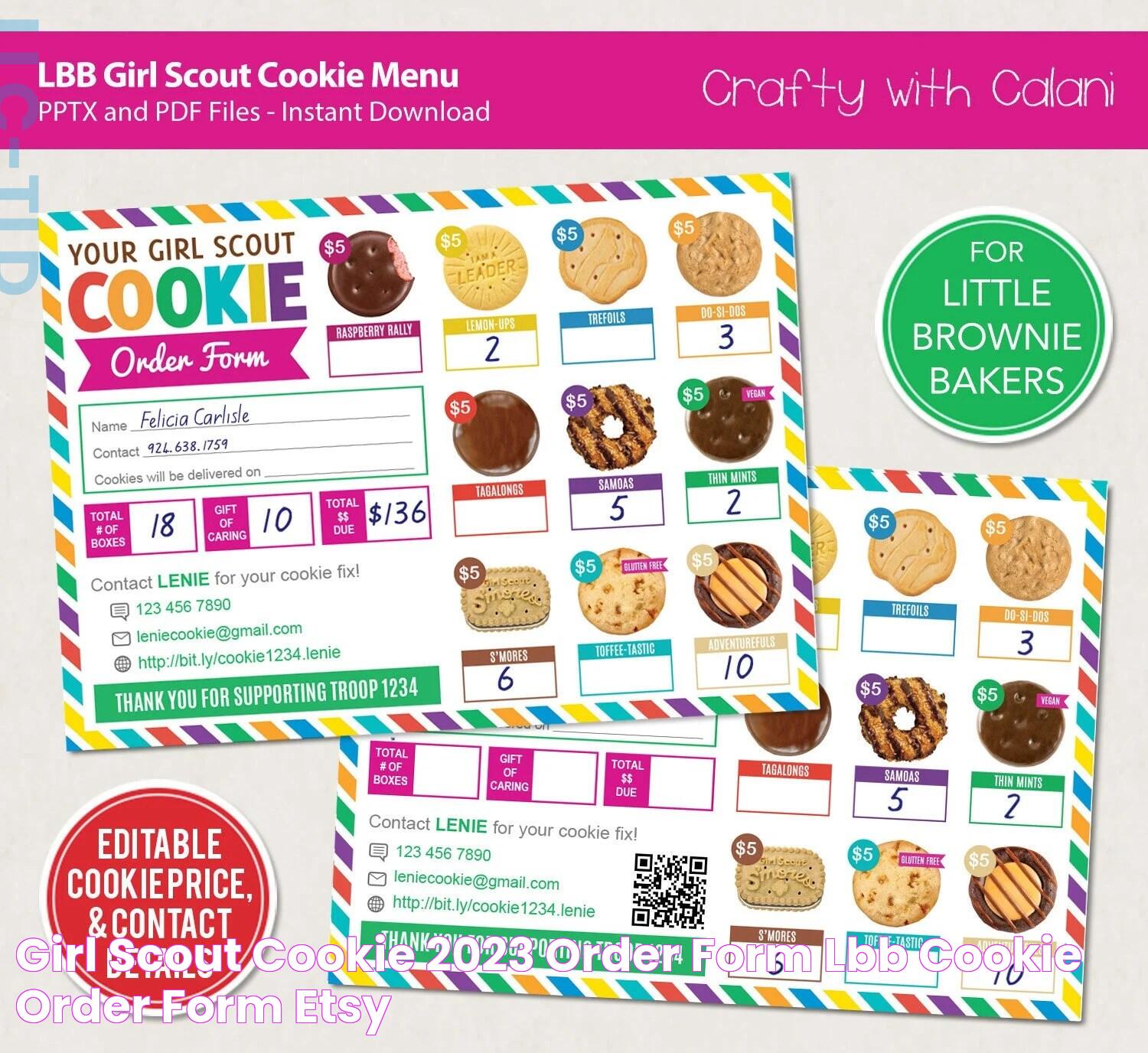 Girl Scout Cookie 2023 Order Form LBB Cookie Order Form Etsy