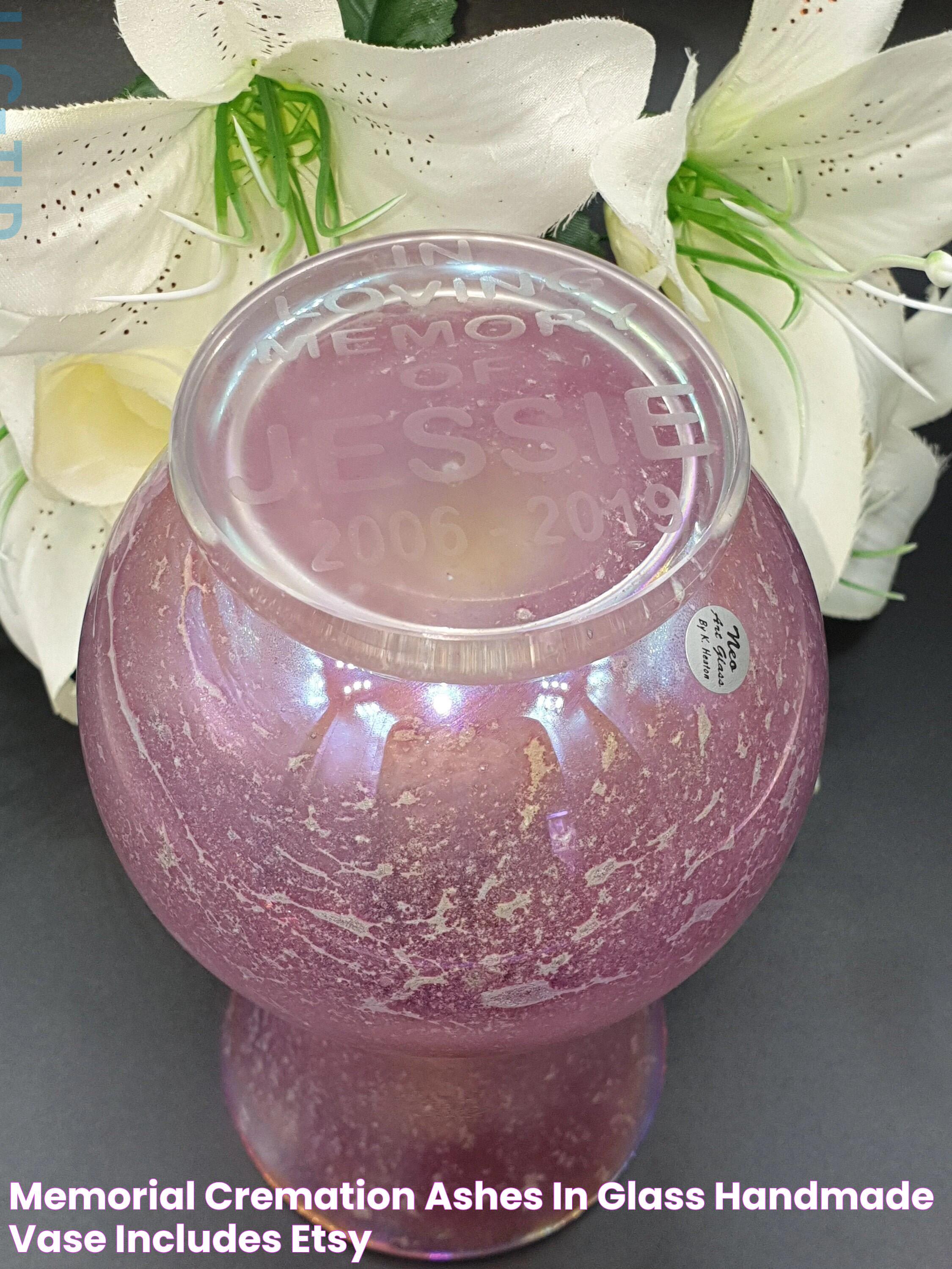 Memorial cremation ashes in glass handmade vase includes Etsy