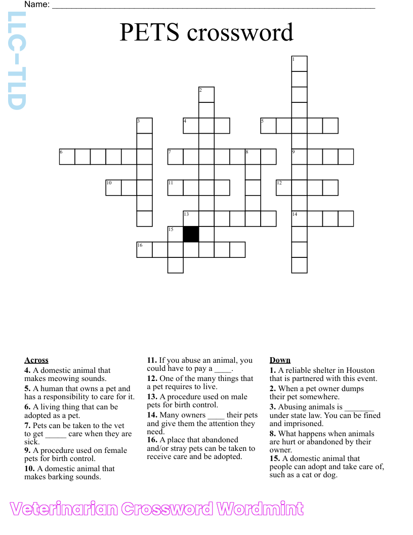 Veterinarian Crossword WordMint