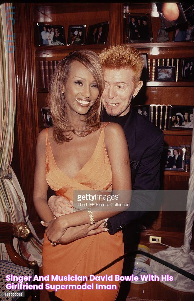 Singer and musician David Bowie with his girlfriend, supermodel Iman