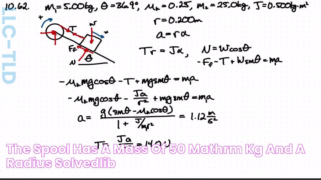 The spool has a mass of 50 \mathrm{kg} and a radius… SolvedLib