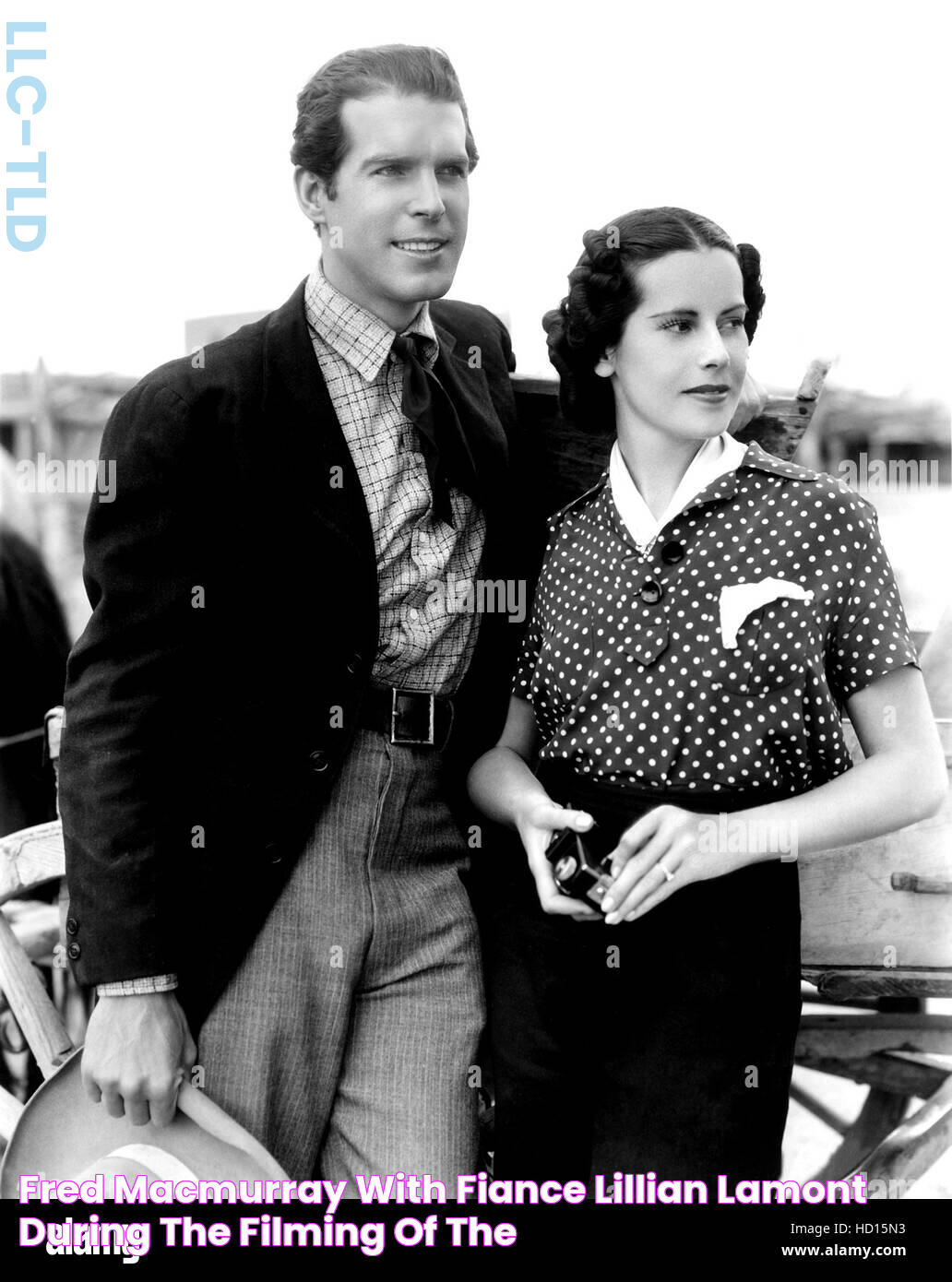 FRED MacMURRAY with fiance LILLIAN LAMONT during the filming of THE