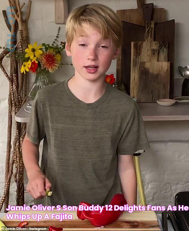 Jamie Oliver's son Buddy, 12, delights fans as he whips up a fajita