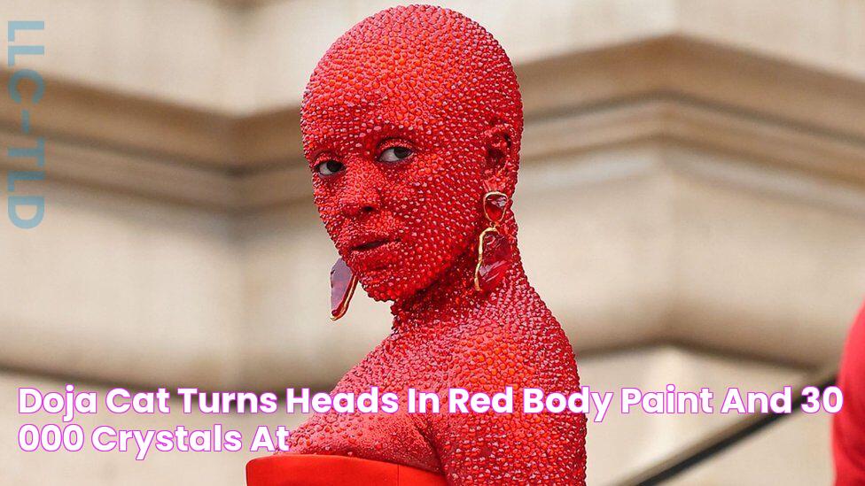 Doja Cat turns heads in red body paint and 30,000 crystals at