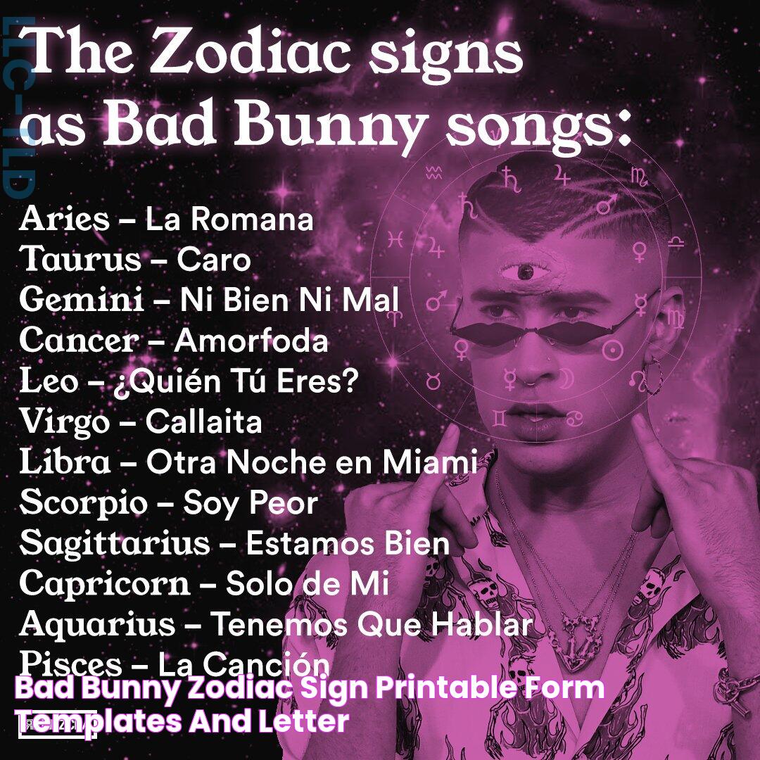 Bad Bunny Zodiac Sign Printable Form, Templates and Letter