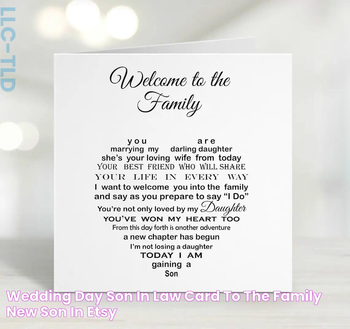 Wedding Day Son in Law card to the family new son in Etsy