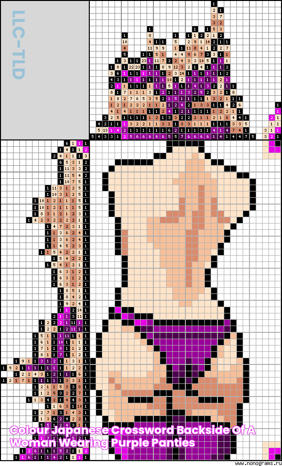 Colour Japanese crossword «Backside of a woman wearing purple panties