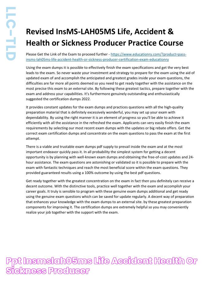 PPT InsMSLAH05MS Life, Accident & Health or Sickness Producer