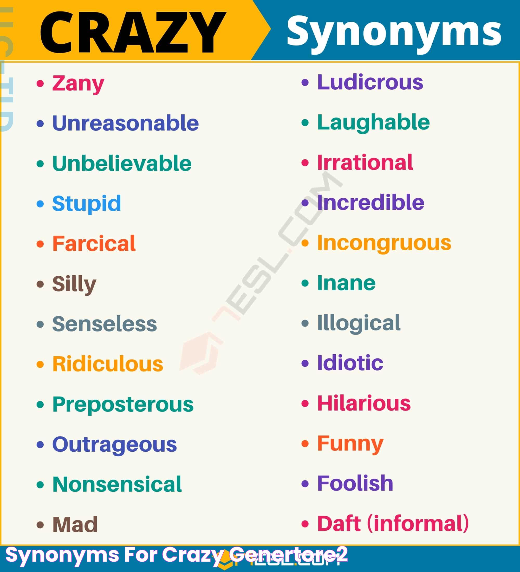 synonyms for crazy Genertore2