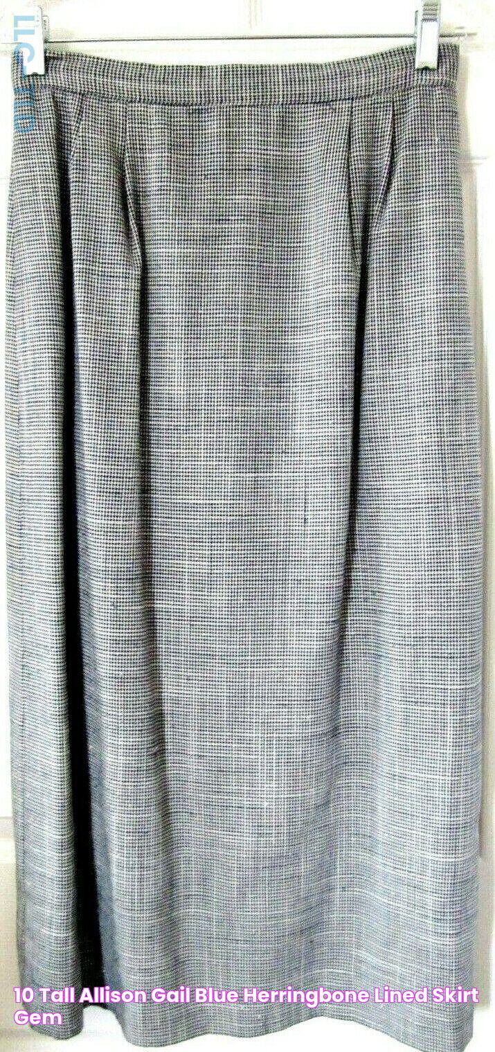 10 TALL Allison Gail Blue Herringbone Lined Skirt Gem