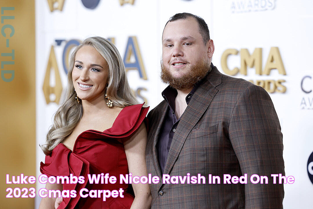 Luke Combs + Wife Nicole Ravish in Red on the 2023 CMAs Carpet