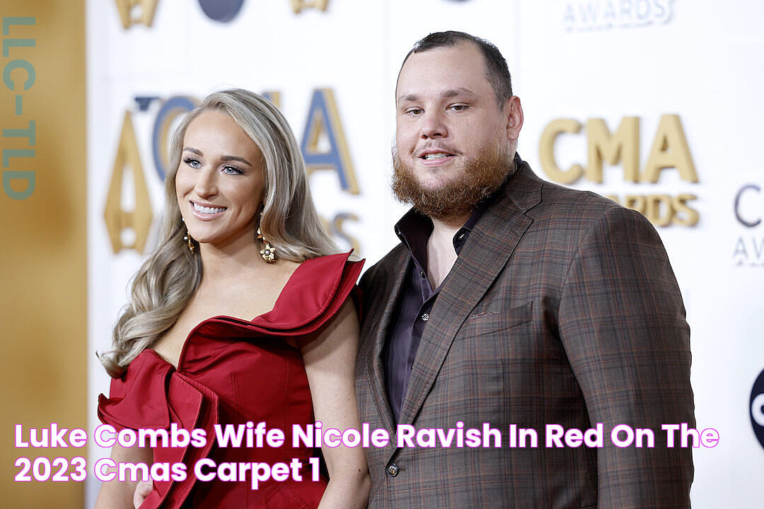 Luke Combs + Wife Nicole Ravish in Red on the 2023 CMAs Carpet