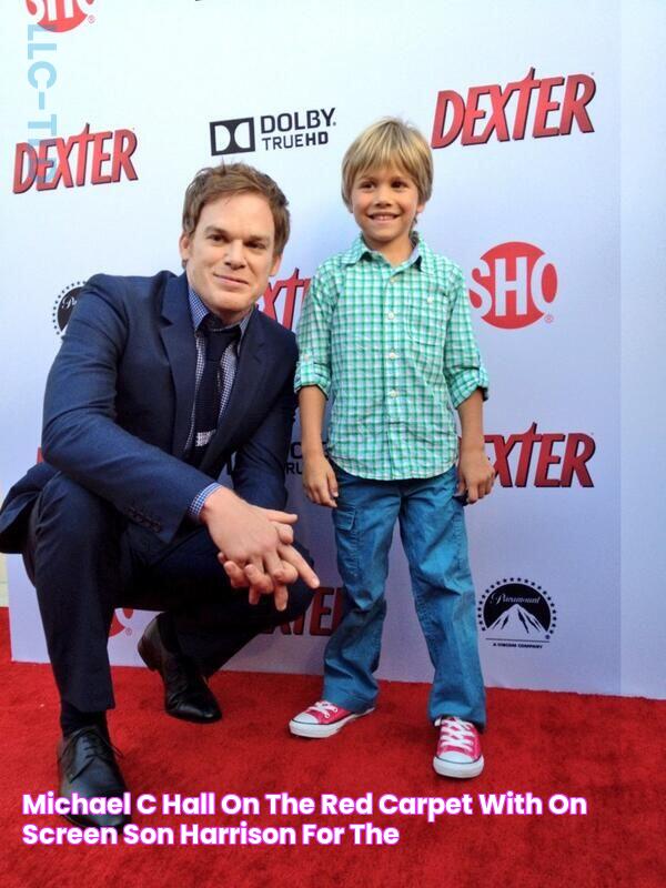 Michael C Hall on the red carpet with on screen son Harrison for the