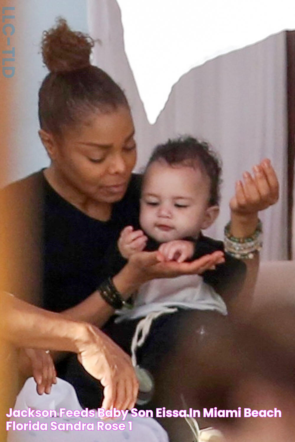 Jackson feeds baby son Eissa in Miami Beach, Florida Sandra Rose