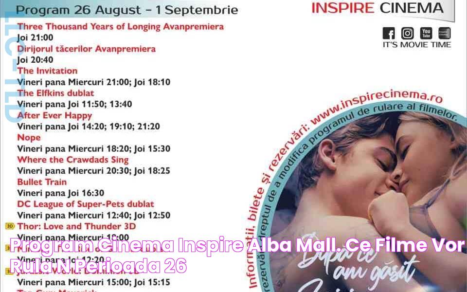 Program Cinema Inspire Alba Mall. Ce filme vor rula în perioada 26