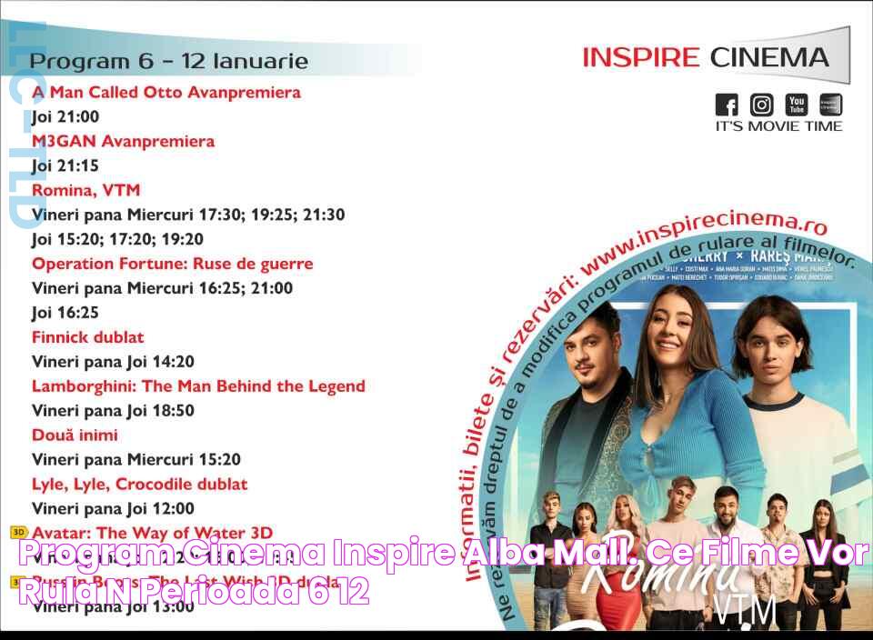 Program Cinema Inspire Alba Mall. Ce filme vor rula în perioada 6 12