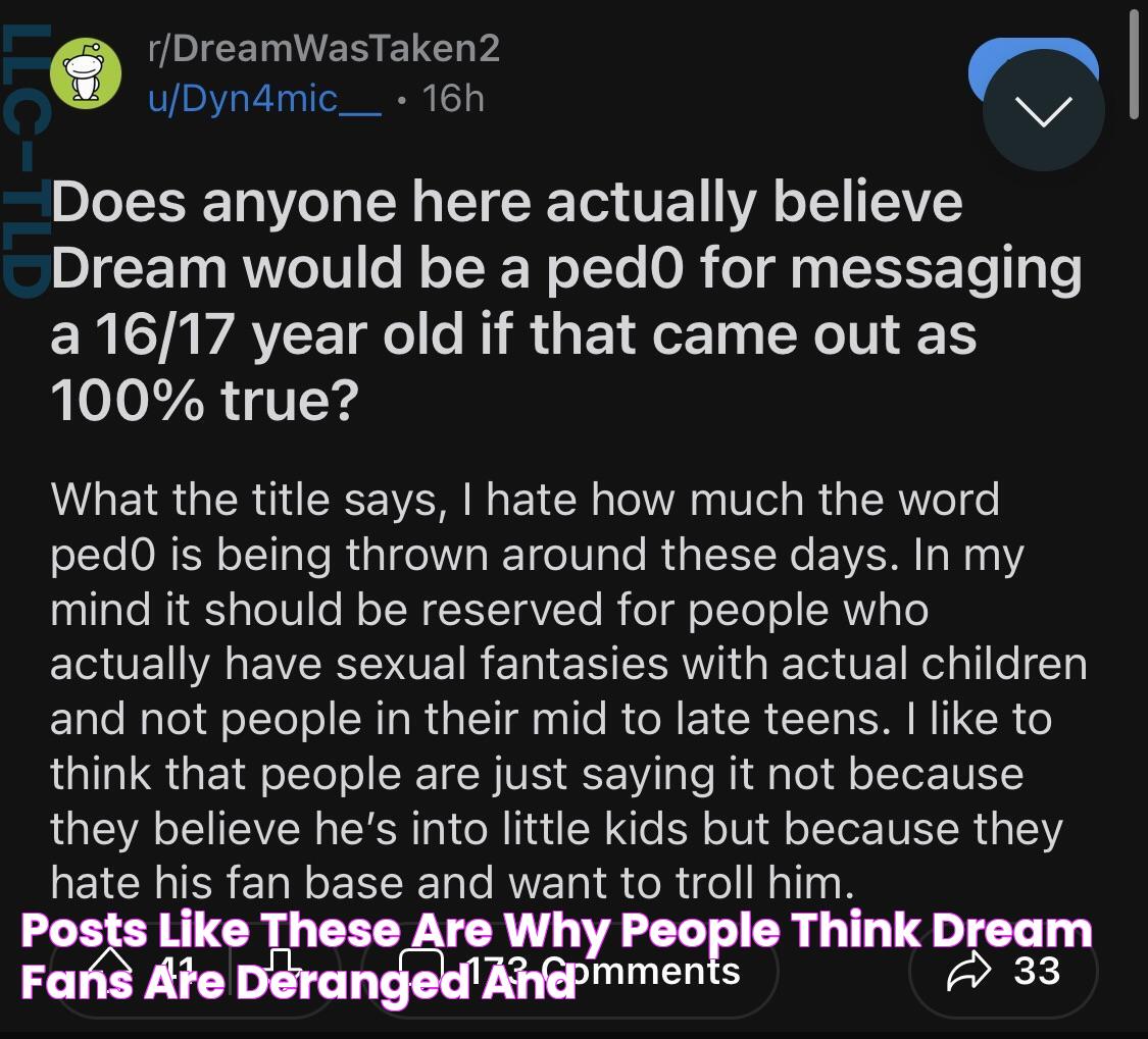 posts like these are why people think dream fans are deranged and