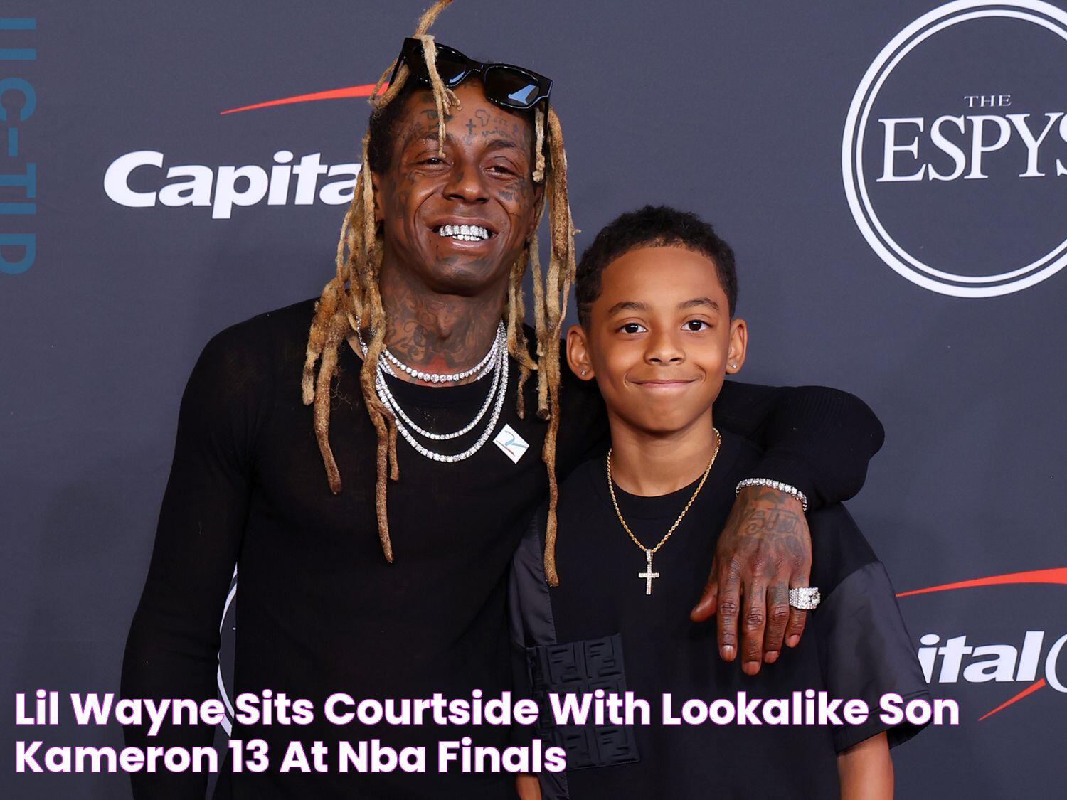 Lil Wayne Sits Courtside with Lookalike Son Kameron, 13, at NBA Finals