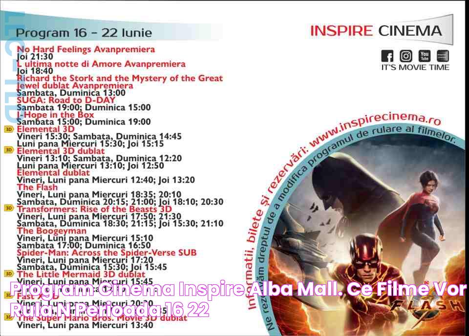 Program Cinema Inspire Alba Mall. Ce filme vor rula în perioada 16 22