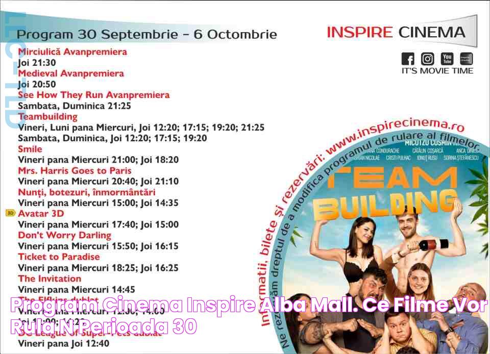 Program Cinema Inspire Alba Mall. Ce filme vor rula în perioada 30