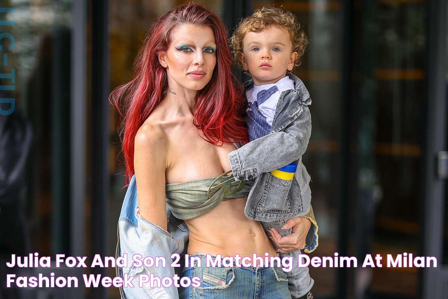 Julia Fox and Son, 2, in Matching Denim at Milan Fashion Week Photos