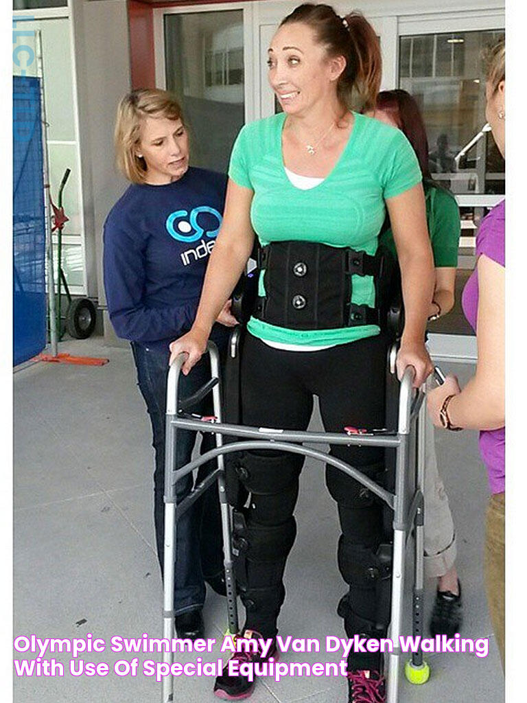 Olympic Swimmer Amy Van Dyken Walking with Use of Special Equipment