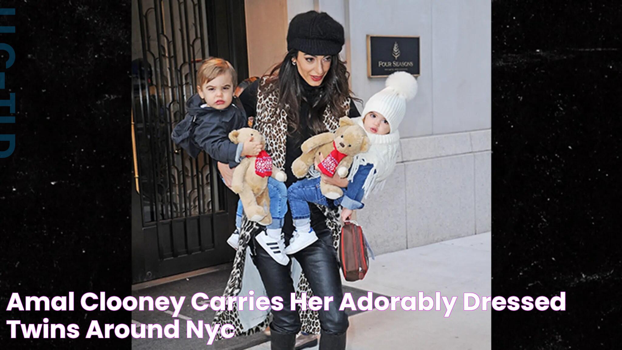 Amal Clooney Carries Her Adorably Dressed Twins Around NYC