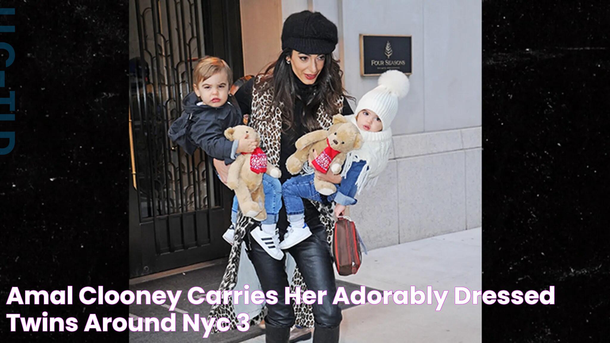 Amal Clooney Carries Her Adorably Dressed Twins Around NYC