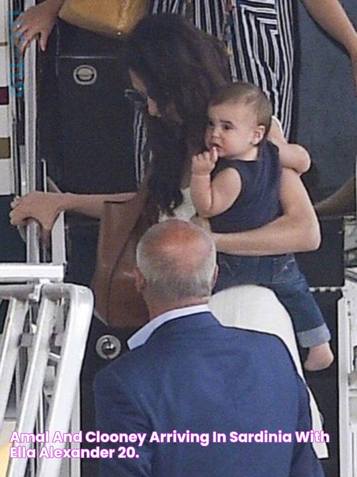 Amal and Clooney arriving in Sardinia with Ella & Alexander 20.