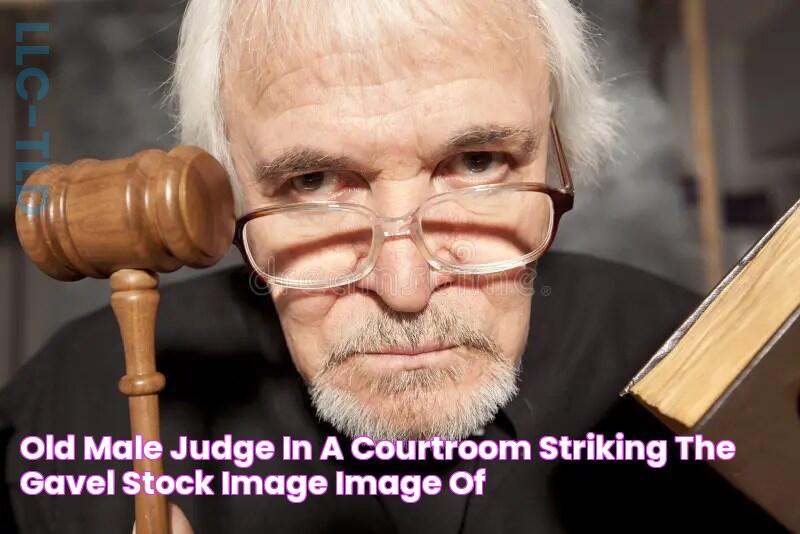 Old Male Judge in a Courtroom Striking the Gavel Stock Image Image of