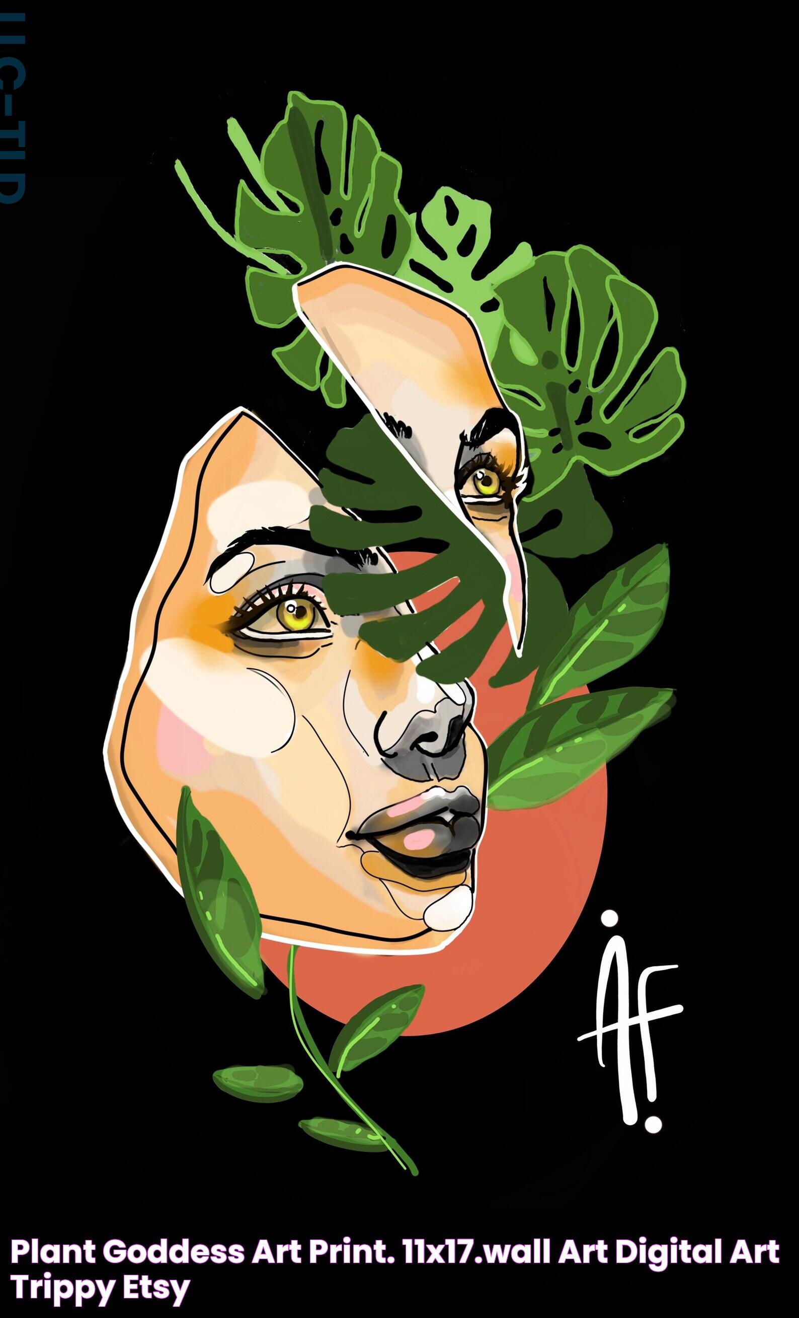 Plant Goddess Art print. 11x17.Wall Art digital art trippy Etsy