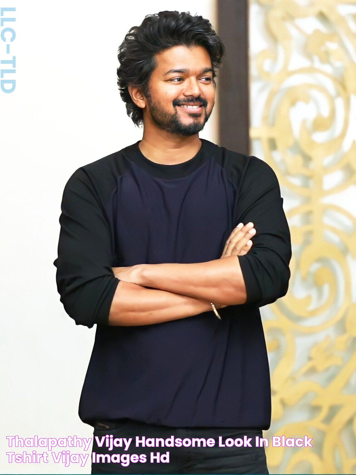 Thalapathy Vijay Handsome Look in Black TShirt Vijay Images HD