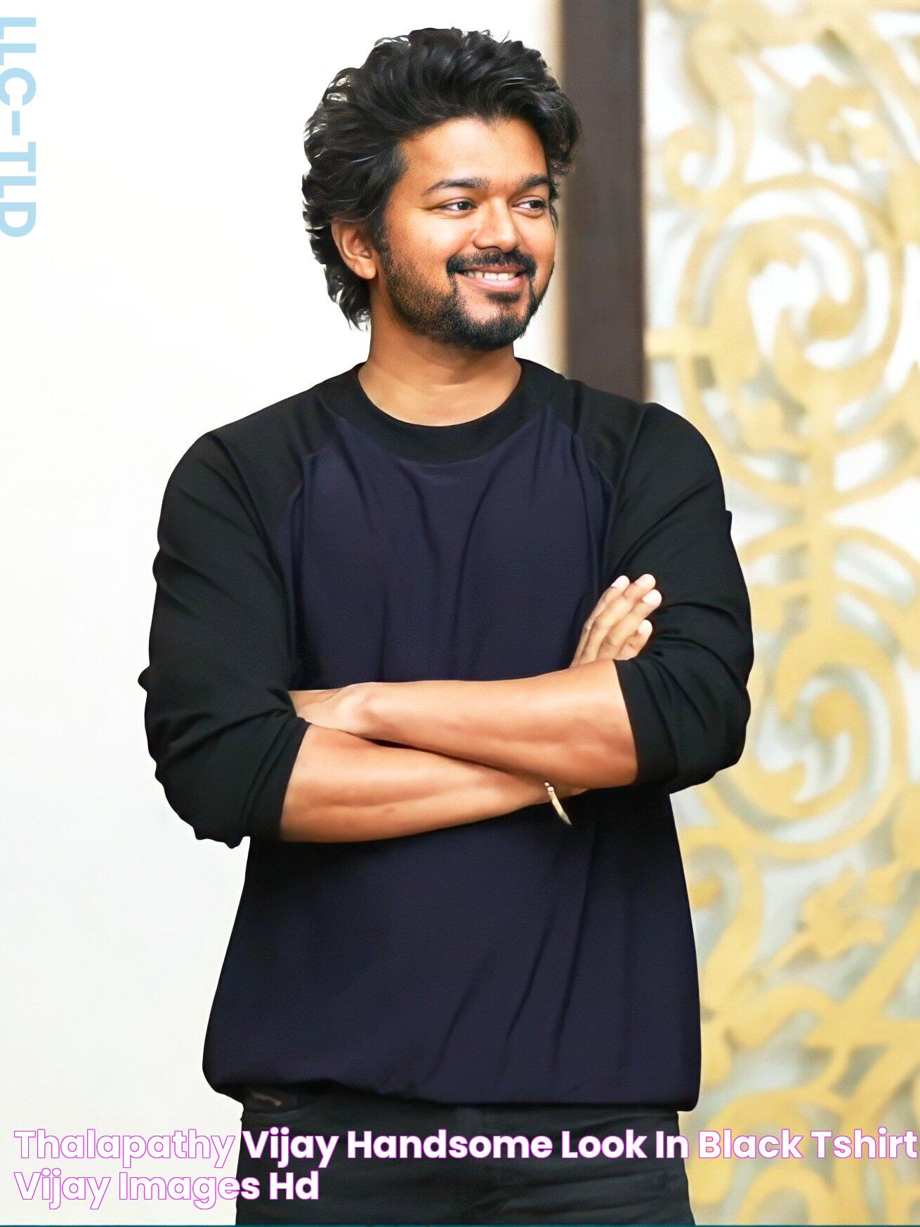 Thalapathy Vijay Handsome Look in Black TShirt Vijay Images HD